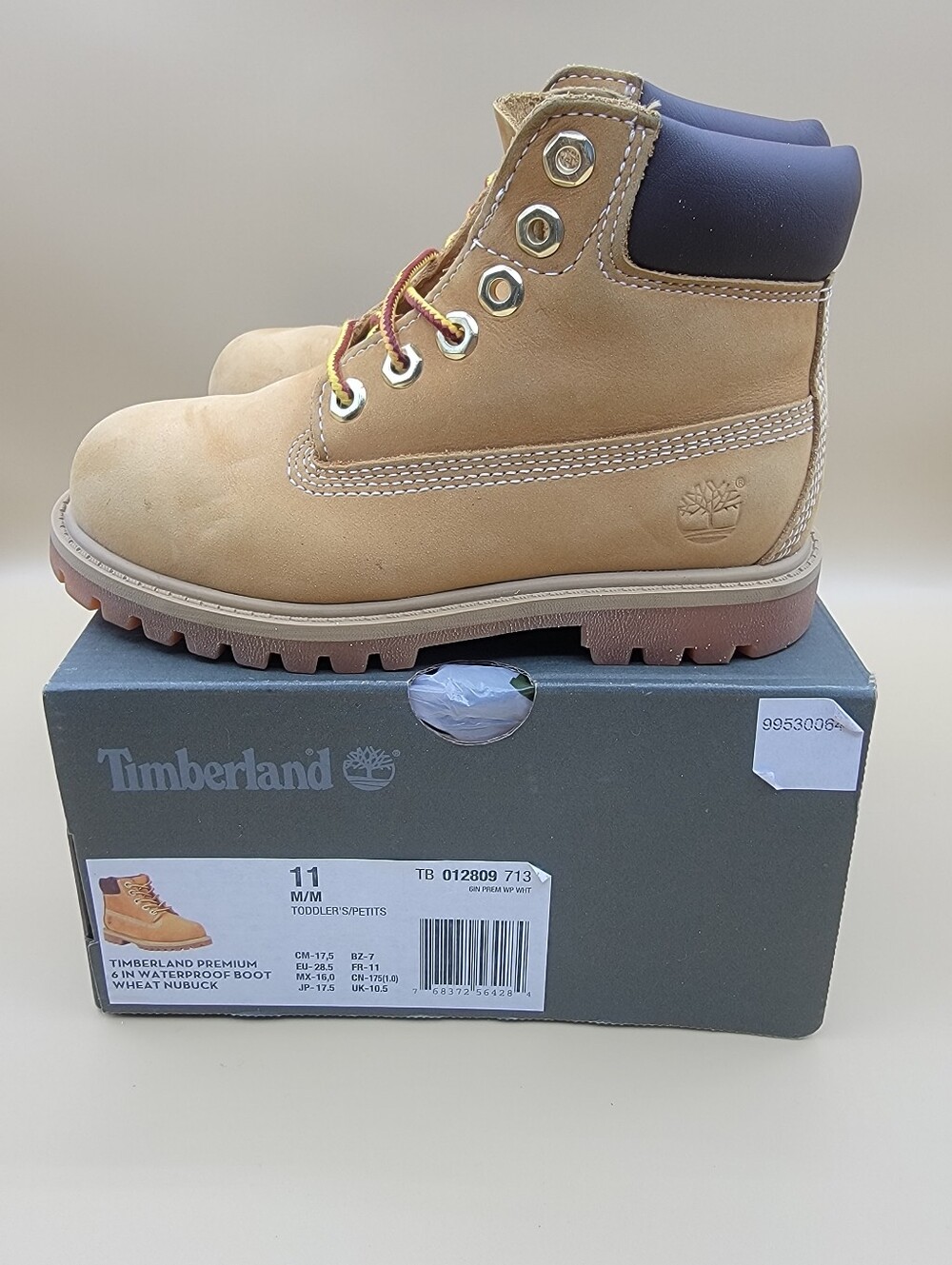 Timberland 6 inch Premium Toddler Kid's Boots Size 11C Wheat Brown Boy's Girl's
